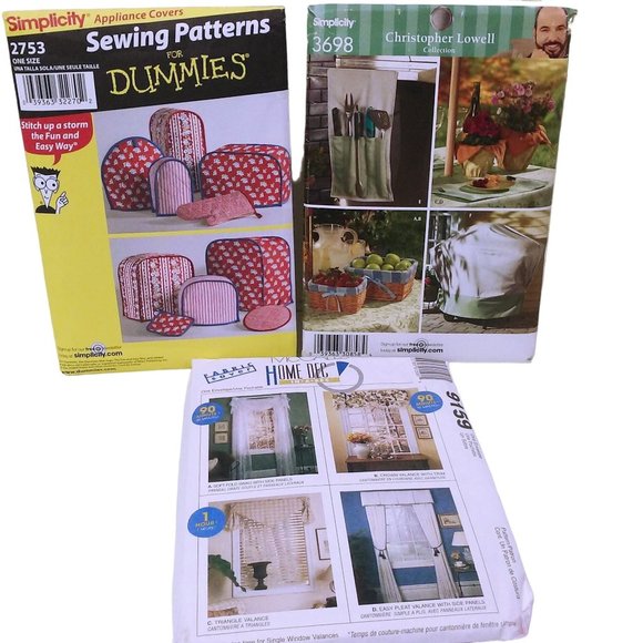 Lot of 3 Sewing Patterns Home Decor Patio Appliance Covers Valance New Folded - Picture 1 of 8